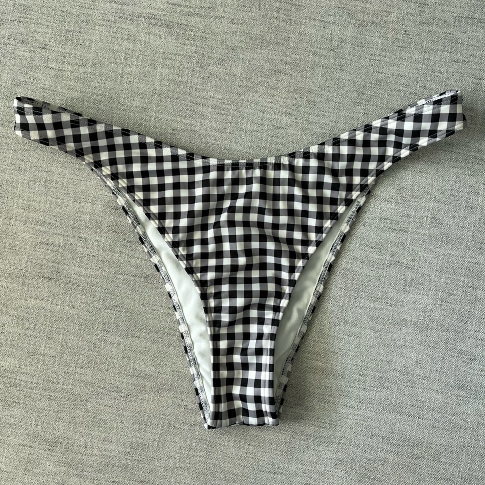 Hollister Black and White Gingham Bikini Bottom
